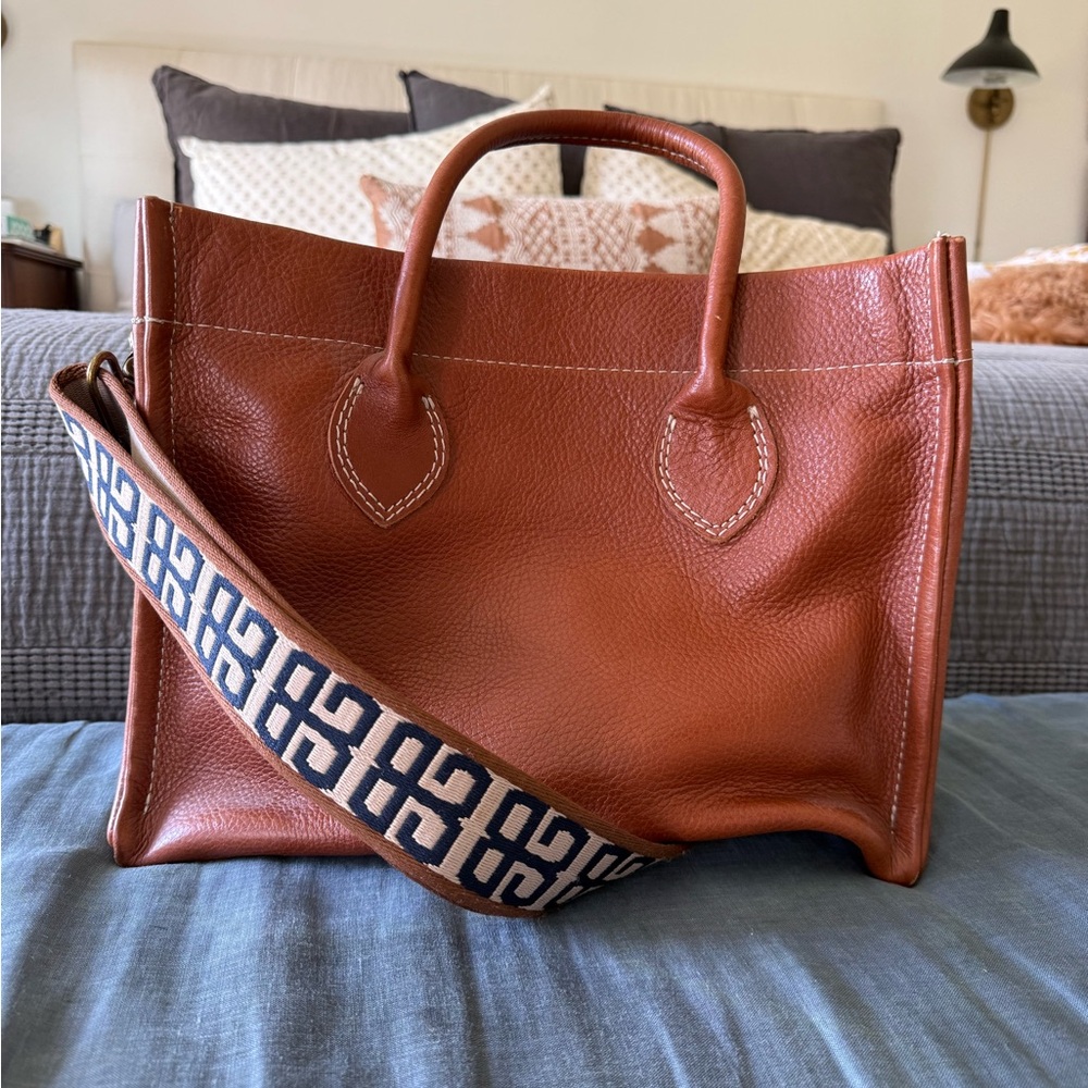 Parker Thatch Brown Leather Tote Bag